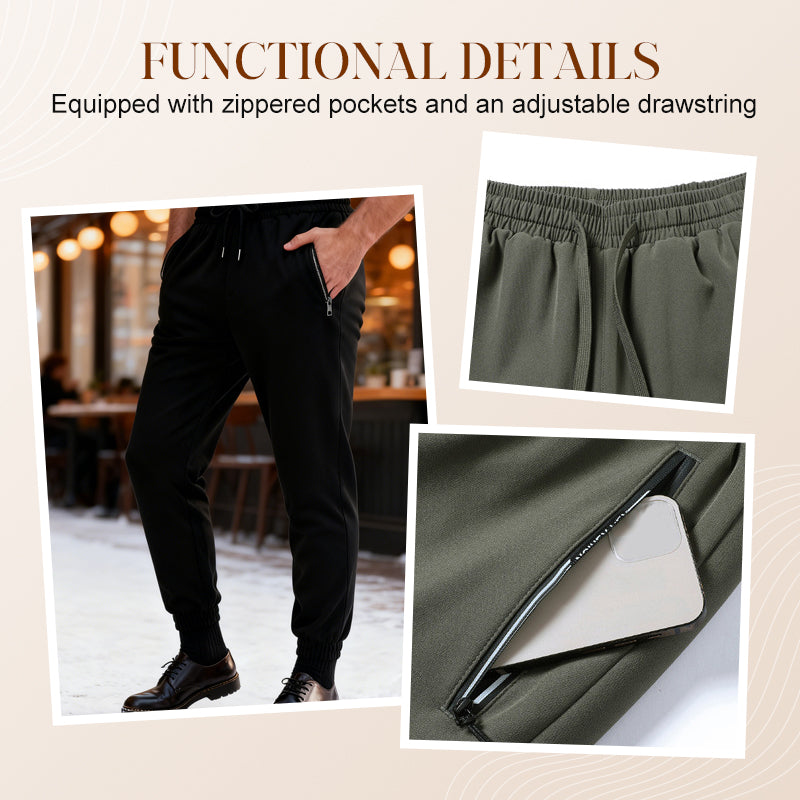 Men's Warm-Lined Waterproof Pants with Drawstring