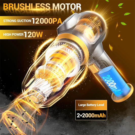 🚗 Cordless 4-in-1 Car Vacuum – 12000Pa Suction 💨