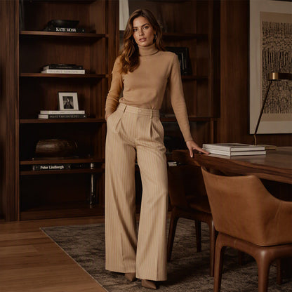 ✨ Women's High-Waisted Striped Wide-Leg Trousers – Flattering Fit For Effortless Everyday Style 🤍