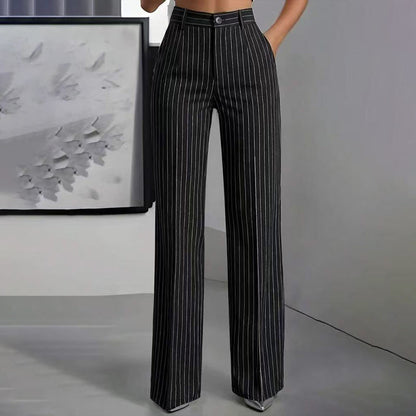 ✨ Women's High-Waisted Striped Wide-Leg Trousers – Flattering Fit For Effortless Everyday Style 🤍