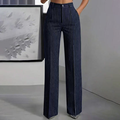✨ Women's High-Waisted Striped Wide-Leg Trousers – Flattering Fit For Effortless Everyday Style 🤍