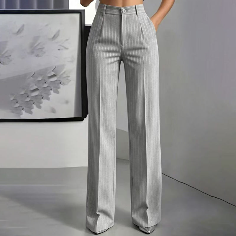 ✨ Women's High-Waisted Striped Wide-Leg Trousers – Flattering Fit For Effortless Everyday Style 🤍