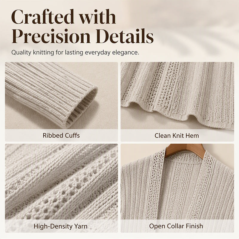 🧶 Effortless Layering | Women's Textured-Knit Open-Front Relaxed Cardigan