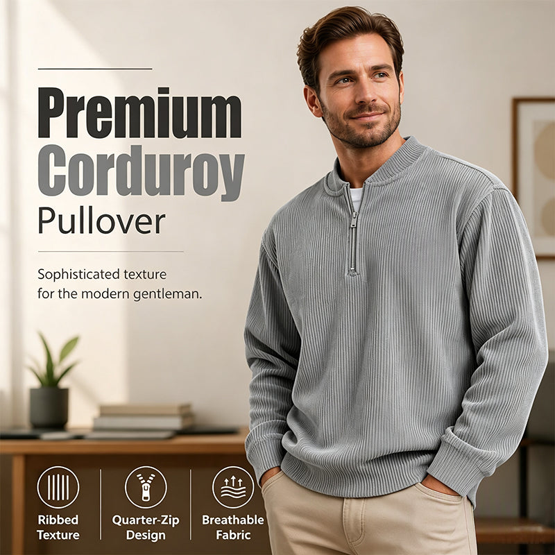 🧥 Men's High-Density Corduroy Pullover – Vertical Ribbed Texture & Unique Character