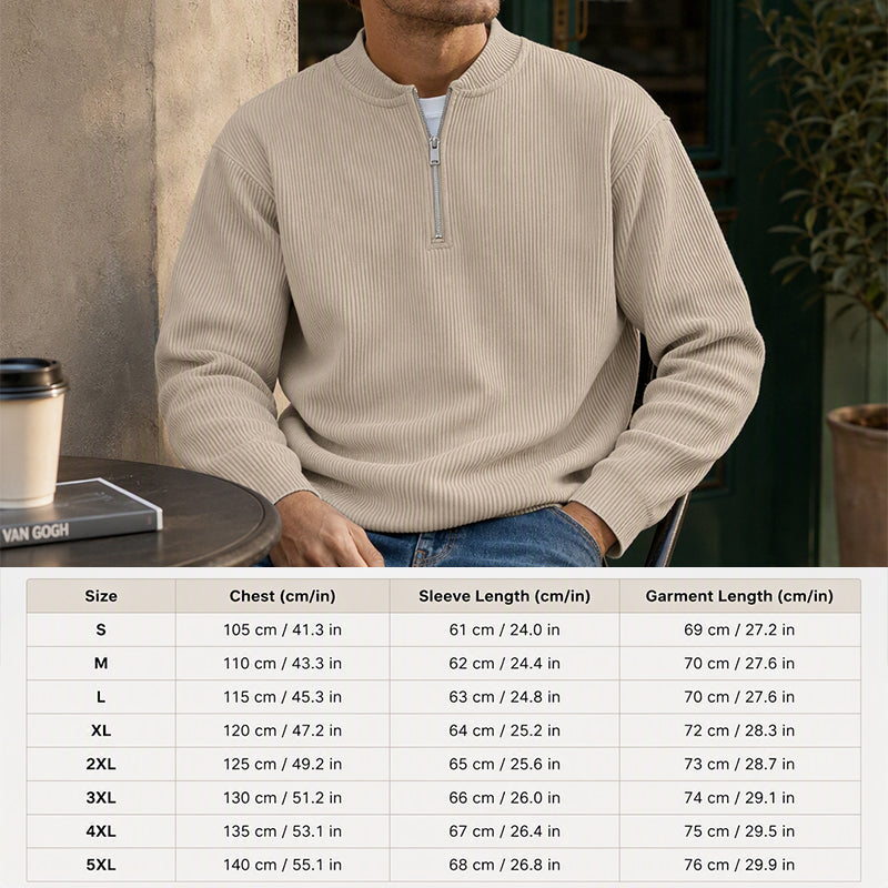 🧥 Men's High-Density Corduroy Pullover – Vertical Ribbed Texture & Unique Character