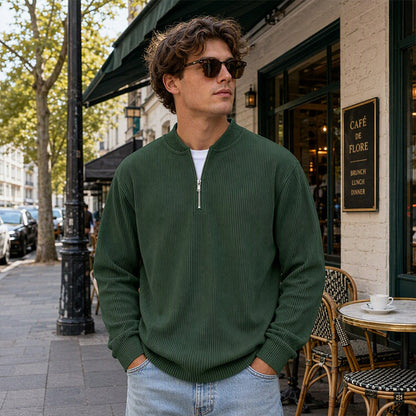 🧥 Men's High-Density Corduroy Pullover – Vertical Ribbed Texture & Unique Character
