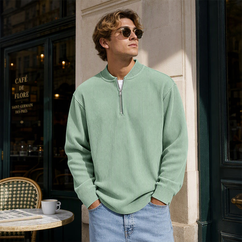 🧥 Men's High-Density Corduroy Pullover – Vertical Ribbed Texture & Unique Character