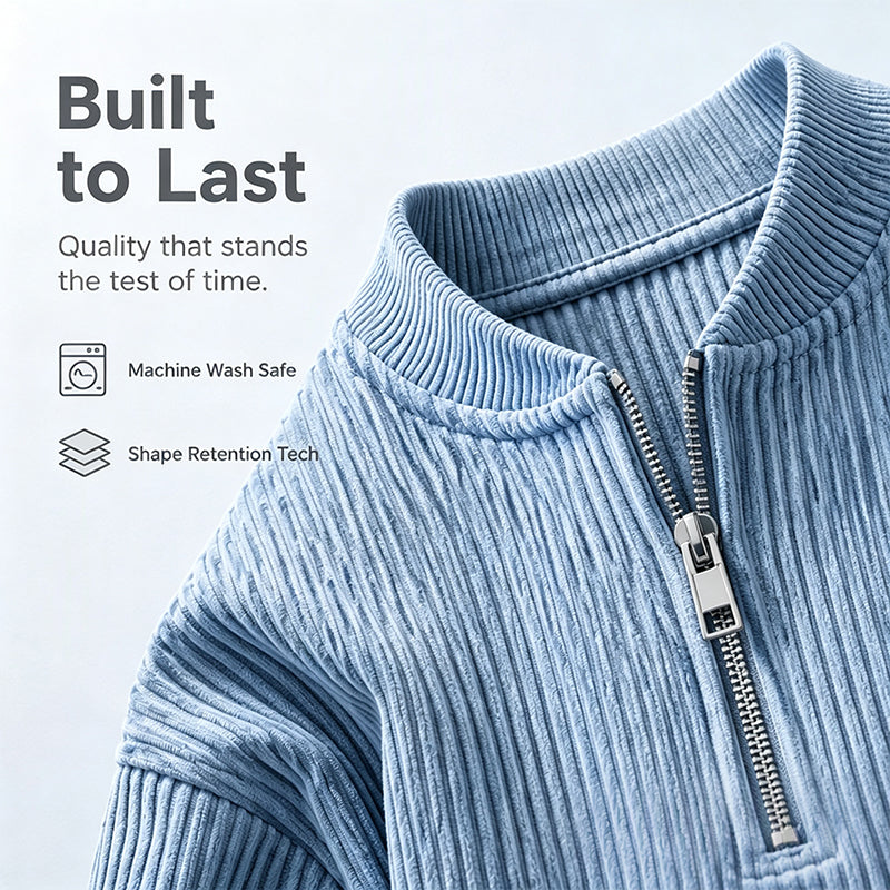 🧥 Men's High-Density Corduroy Pullover – Vertical Ribbed Texture & Unique Character