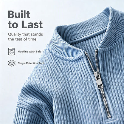 🧥 Men's High-Density Corduroy Pullover – Vertical Ribbed Texture & Unique Character