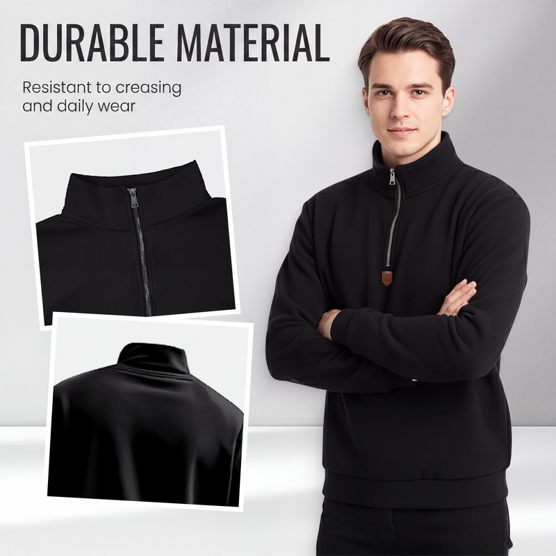 🖤Black Friday Sale:50% OFF🖤 🍂 Easy Everyday Comfort | Men's Warm-Lined Stand-Collar Quarter-Zip Pullover