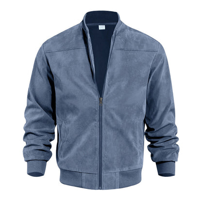 🧥 Rugged Texture, Easy Layering | Men's Suede-Look Western Bomber Jacket