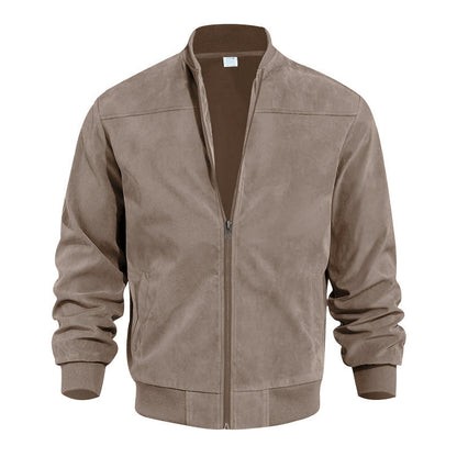 🧥 Rugged Texture, Easy Layering | Men's Suede-Look Western Bomber Jacket