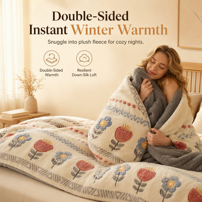 ⏳50% off⏰🛌 Double-Sided Sherpa Fleece Winter Comforter – Thick Warm Quilt with Soft Velvet Feel, Cozy Bedding for Cold Nights❄️