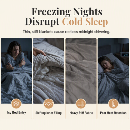 ⏳50% off⏰🛌 Double-Sided Sherpa Fleece Winter Comforter – Thick Warm Quilt with Soft Velvet Feel, Cozy Bedding for Cold Nights❄️