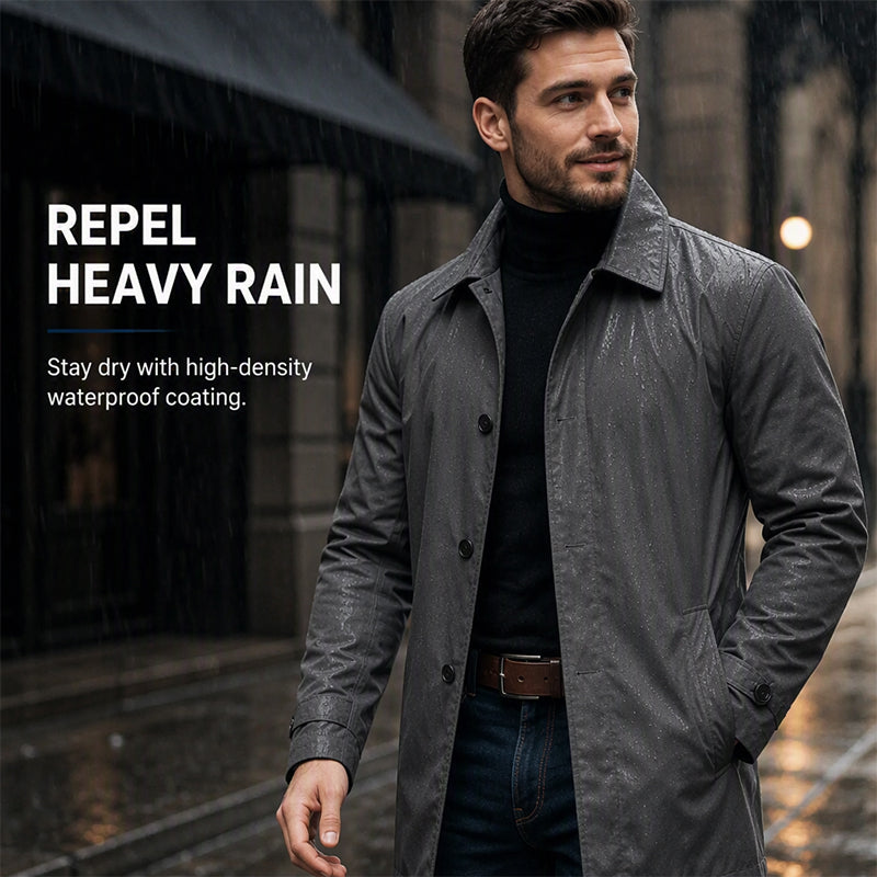 ✨Men's Waterproof Mid-Length Trench Coat✨𝘉𝘶𝘺 𝘢𝘯𝘺 2 𝘢𝘯𝘥 𝘨𝘦𝘵 𝘢𝘯 𝘦𝘹𝘵𝘳𝘢 8% 𝘥𝘪𝘴𝘤𝘰𝘶𝘯𝘵【FREE SHIPPING】