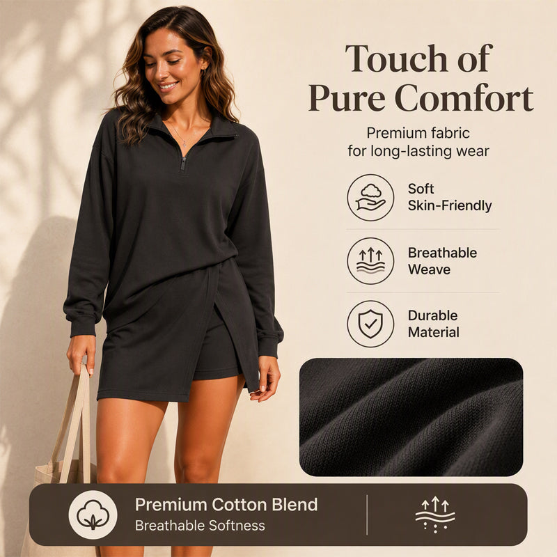✨Women's Half-Zip Pullover & Asymmetrical Wrap Skort Set – Sporty, Chic, Perfect for Active Days