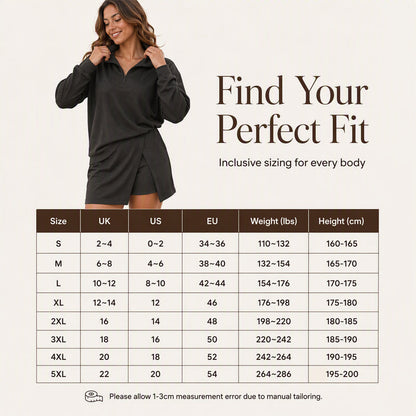 ✨Women's Half-Zip Pullover & Asymmetrical Wrap Skort Set – Sporty, Chic, Perfect for Active Days