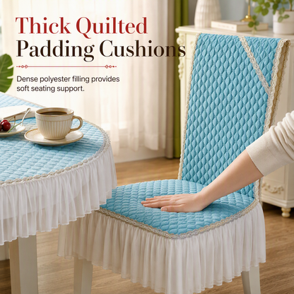 ⏳ 50% OFF! ✨ Modern Minimalist Dining Tablecloth & Chair Cover Set – Thick Quilted Padding, Nordic Swan Embroidery & Diamond Quilting – Elegant Protection for Daily Dining 🪑🦢