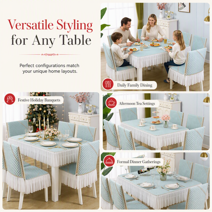 ⏳ 50% OFF! ✨ Modern Minimalist Dining Tablecloth & Chair Cover Set – Thick Quilted Padding, Nordic Swan Embroidery & Diamond Quilting – Elegant Protection for Daily Dining 🪑🦢