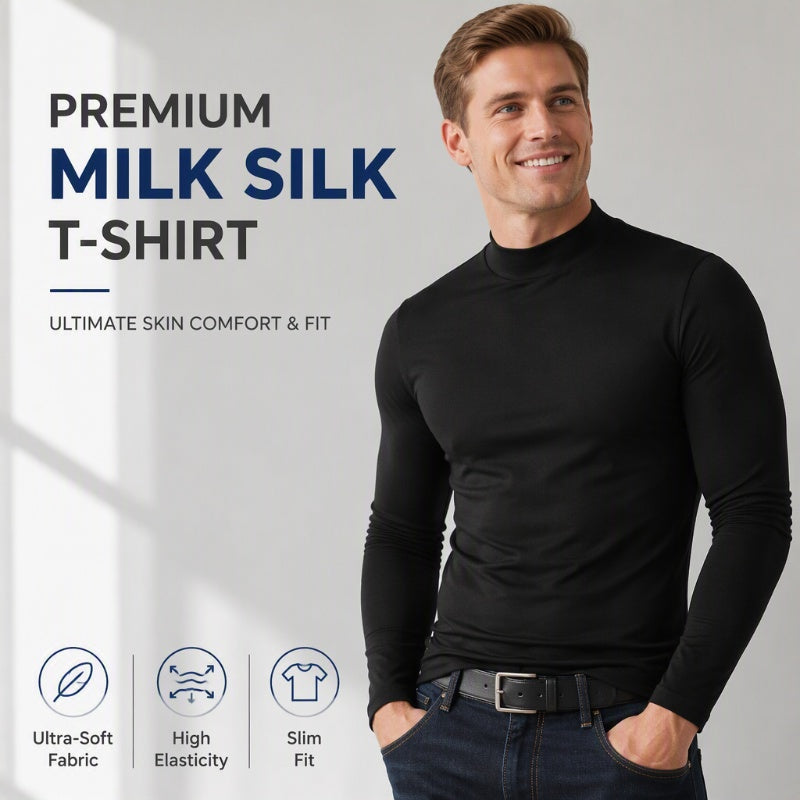🔥50% OFF!✨Men's Slim Fit Mock Turtleneck Top – Sleek, Stretchy, Modern Everyday Essential