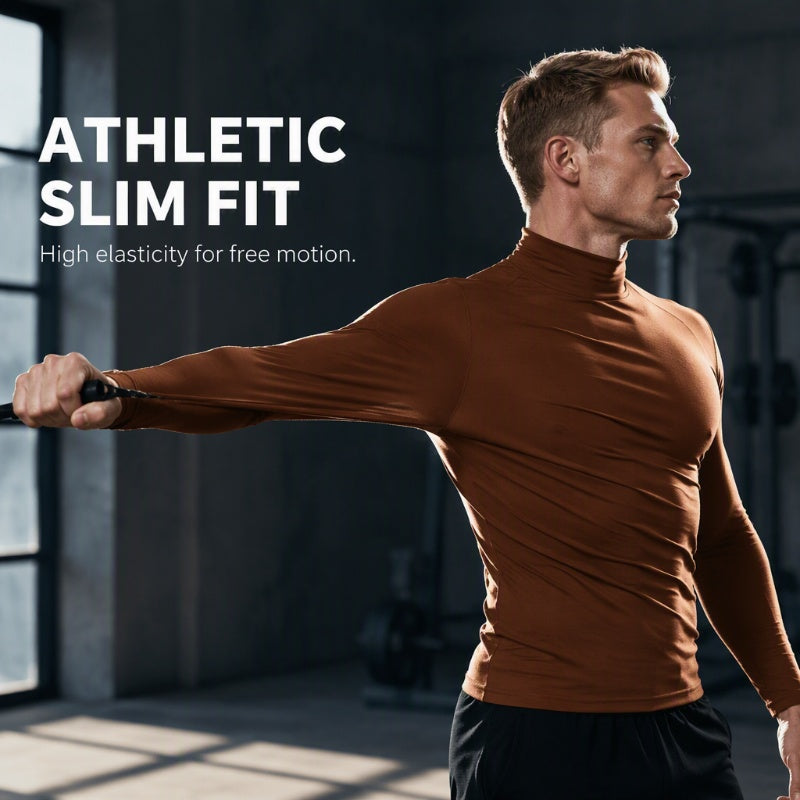 🔥50% OFF!✨Men's Slim Fit Mock Turtleneck Top – Sleek, Stretchy, Modern Everyday Essential