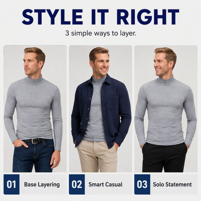 🔥50% OFF!✨Men's Slim Fit Mock Turtleneck Top – Sleek, Stretchy, Modern Everyday Essential
