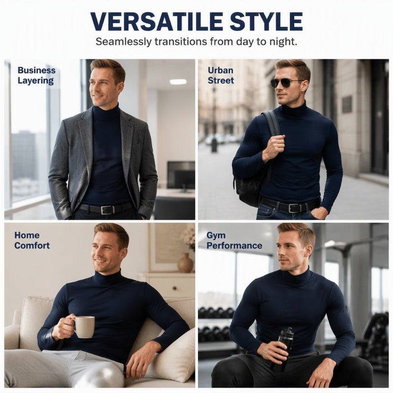 🔥50% OFF!✨Men's Slim Fit Mock Turtleneck Top – Sleek, Stretchy, Modern Everyday Essential