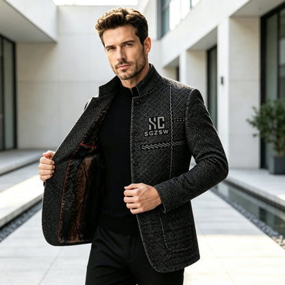 🧥❄️Men's Slim-Fit Mandarin Collar Blazer