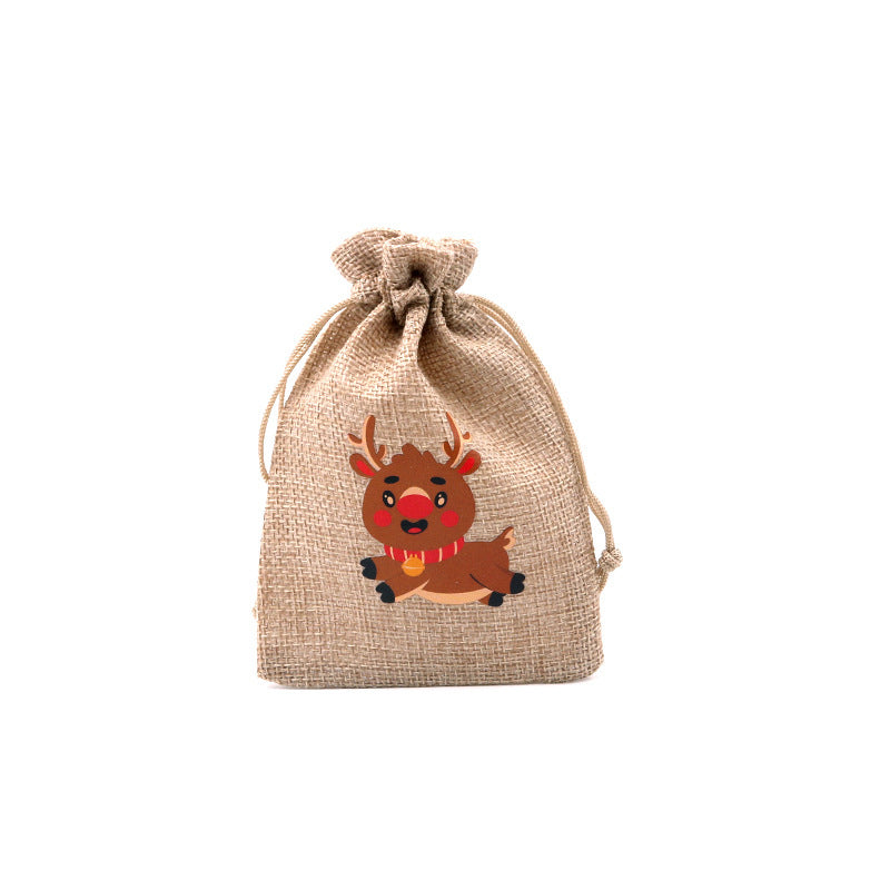Christmas Burlap Gift Bags with Drawstring