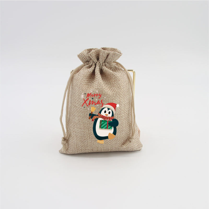 Christmas Burlap Gift Bags with Drawstring