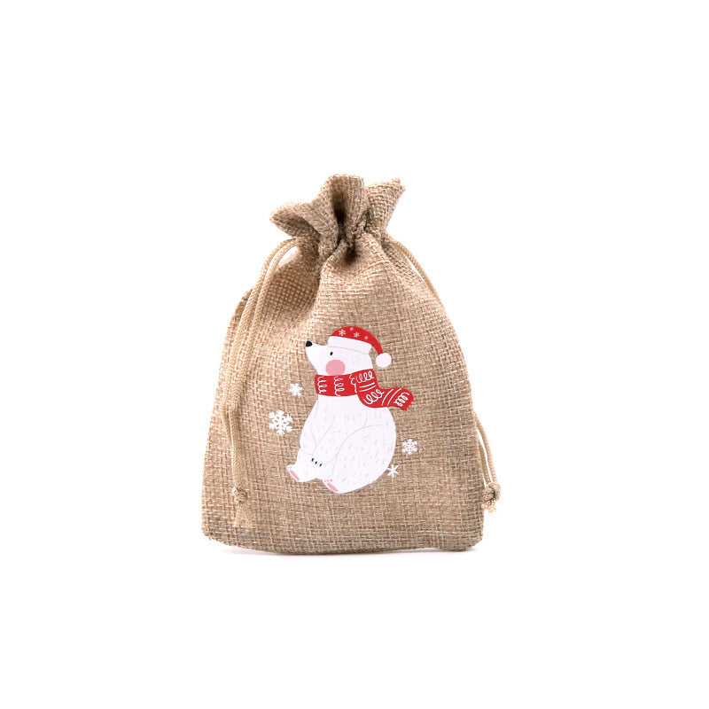 Christmas Burlap Gift Bags with Drawstring