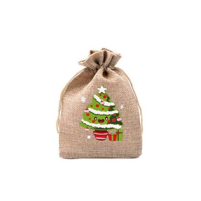 Christmas Burlap Gift Bags with Drawstring