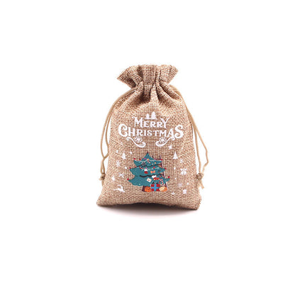 Christmas Burlap Gift Bags with Drawstring