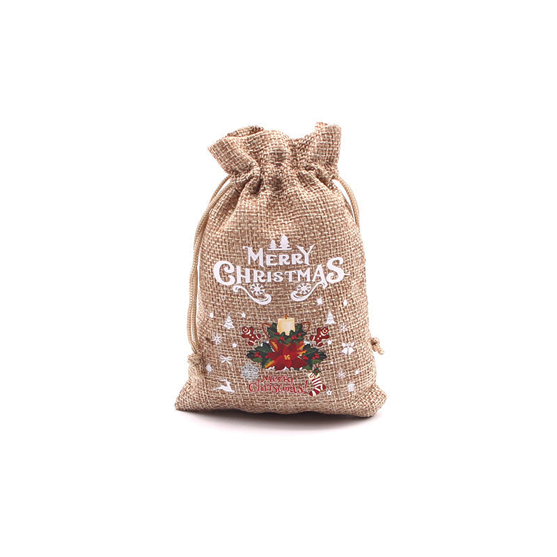Christmas Burlap Gift Bags with Drawstring