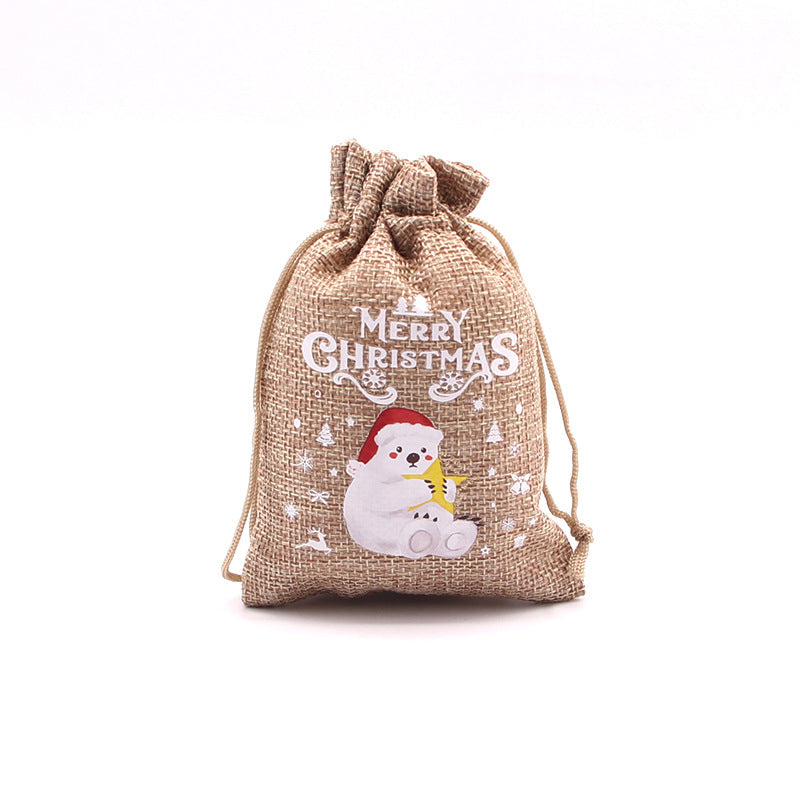 Christmas Burlap Gift Bags with Drawstring
