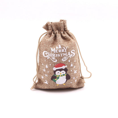 Christmas Burlap Gift Bags with Drawstring