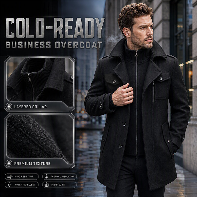 🔥 3,000 sold out in just 2 days –Men's Classic Mid-Length Slim Fit Overcoat