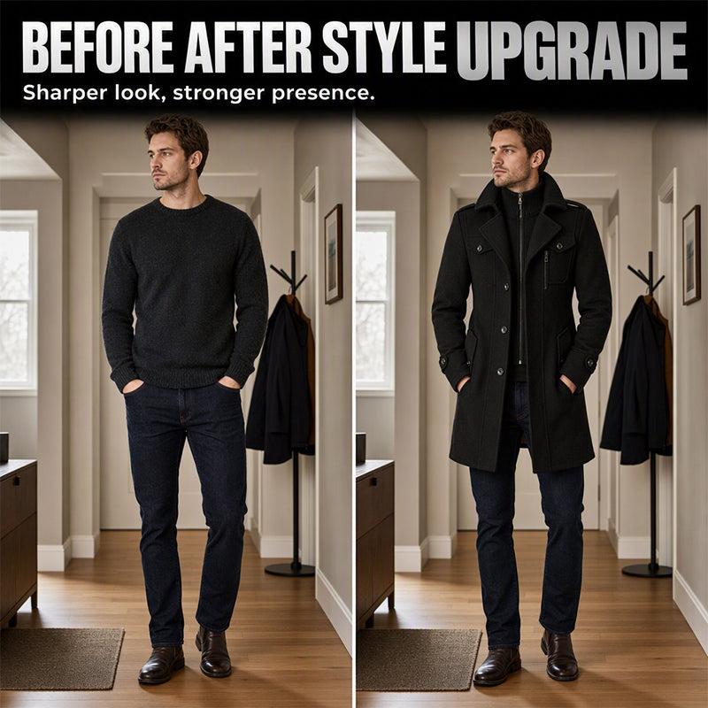 🔥 3,000 sold out in just 2 days –Men's Classic Mid-Length Slim Fit Overcoat