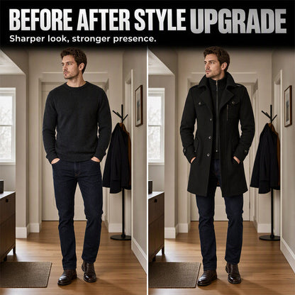 🔥 3,000 sold out in just 2 days –Men's Classic Mid-Length Slim Fit Overcoat
