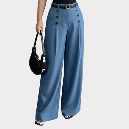 🖤Black Friday Sale:50% OFF🖤✨ Double-Button Detail, Flattering Drape | Women's High-Waist Wide-Leg Pants