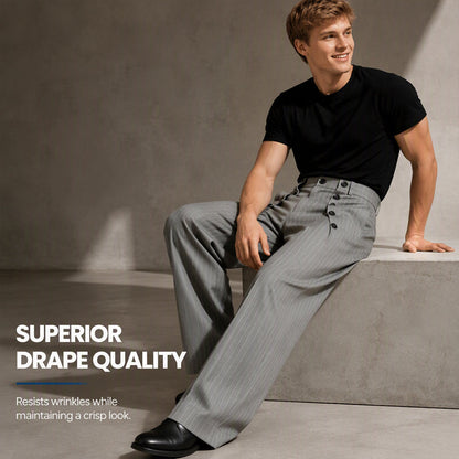 👖 ✨ Men's Chic High-Waisted Double-Breasted Drape Pants