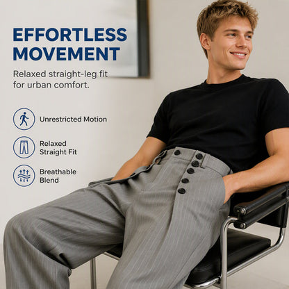 👖 ✨ Men's Chic High-Waisted Double-Breasted Drape Pants