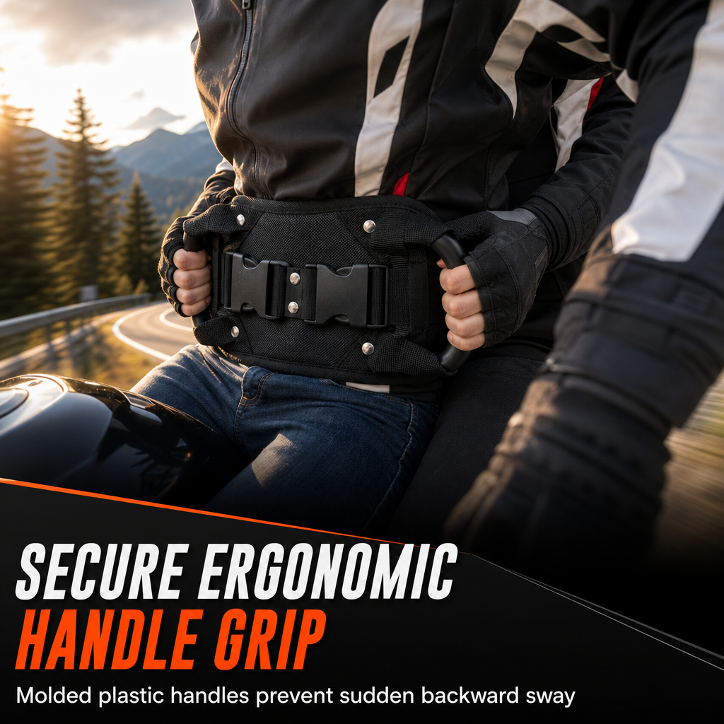 🏍️ LIMITED-TIME 50% OFF! 🛡️ Motorcycle Passenger Grab Handle Belt – Non-slip, Adjustable, Heavy-Duty ✨