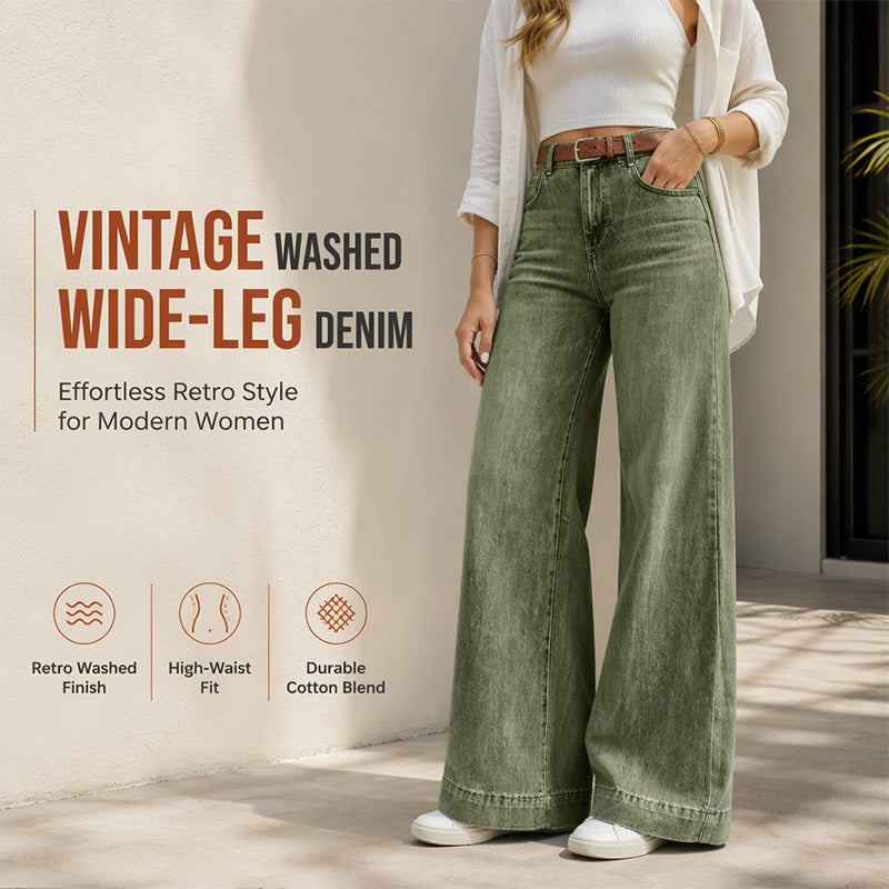 ✨ Vintage Wide-Leg Jeans 💙 High Waist Comfort & Timeless Style