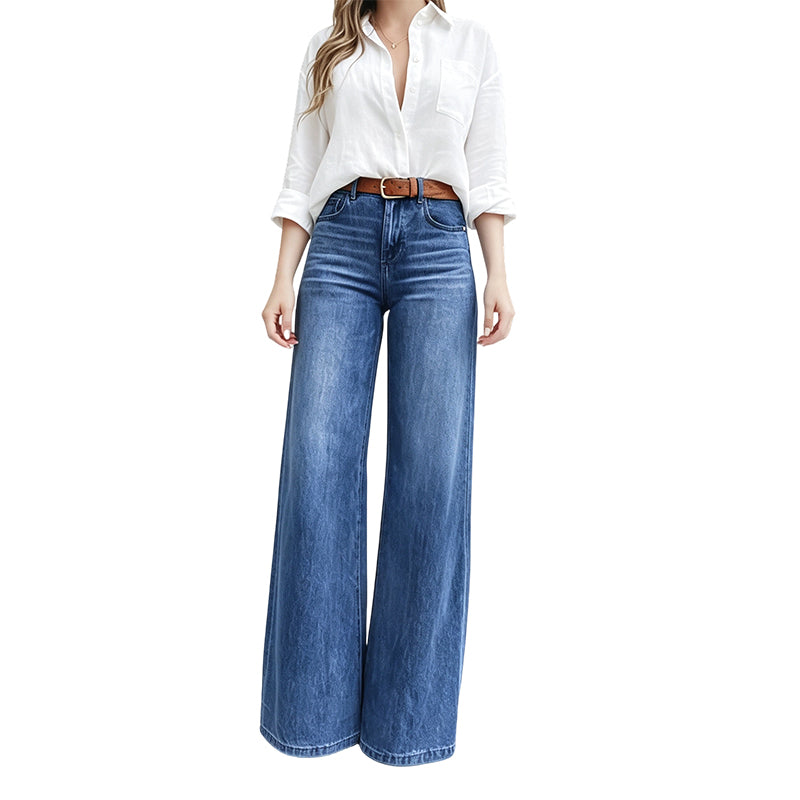 ✨ Vintage Wide-Leg Jeans 💙 High Waist Comfort & Timeless Style