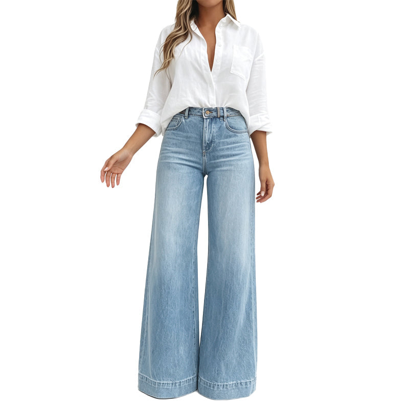 ✨ Vintage Wide-Leg Jeans 💙 High Waist Comfort & Timeless Style