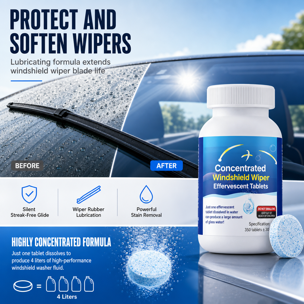 🚗💧Car Windshield Washer Effervescent Tablets – Dissolve Fast, Clean Streak-Free, Easy to Use