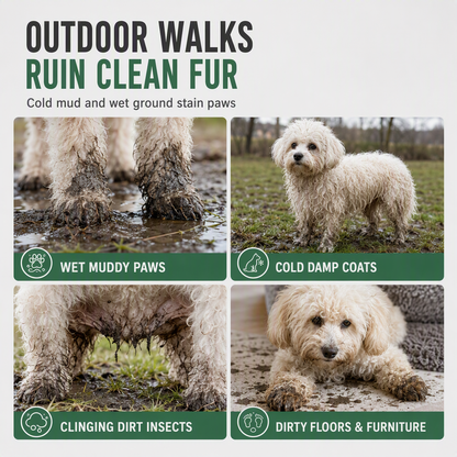 Waterproof Four-Legged Dog Jumpsuit with Covered Feet Dirtproof Warm Autumn Winter Pet Smock with Leash Hole