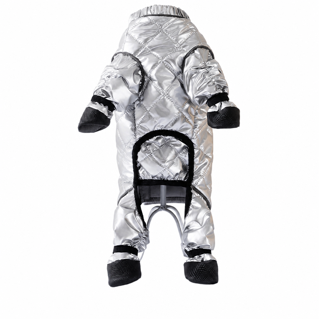 Waterproof Four-Legged Dog Jumpsuit with Covered Feet Dirtproof Warm Autumn Winter Pet Smock with Leash Hole