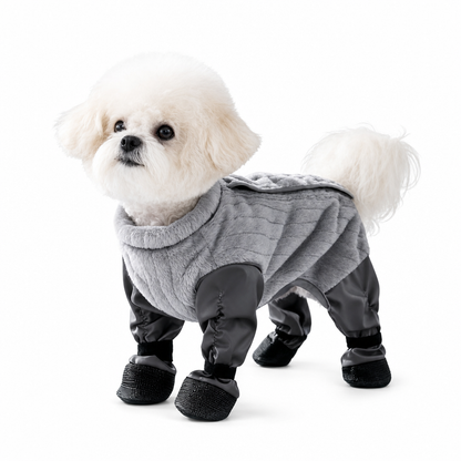 Waterproof Four-Legged Dog Jumpsuit with Covered Feet Dirtproof Warm Autumn Winter Pet Smock with Leash Hole
